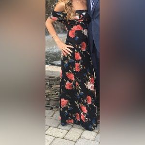 Lulus Off Shoulder Floral Maxi Dress